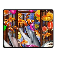 Outside The Window-swimming With Fishes Fleece Blanket (Small)