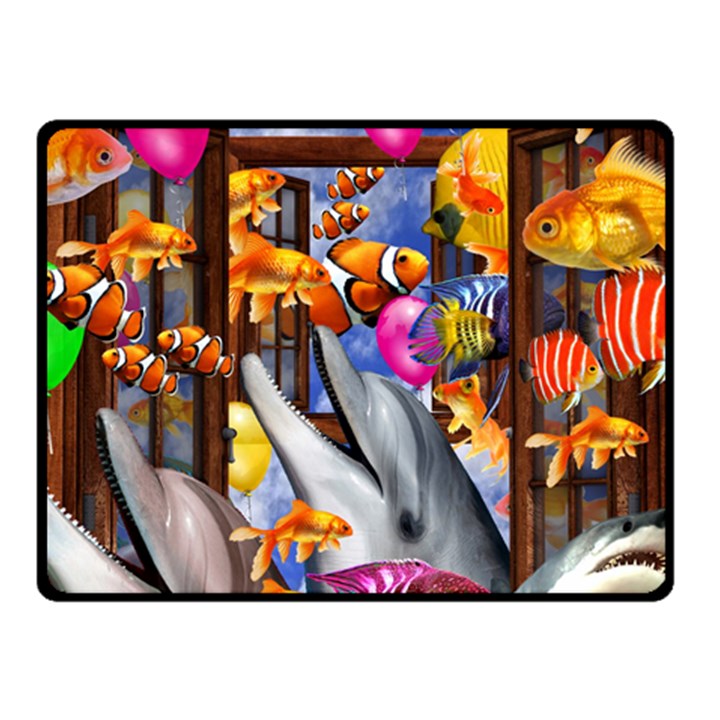 Outside The Window-swimming With Fishes Fleece Blanket (Small)