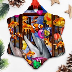 Outside The Window-swimming With Fishes Ornament (Snowflake)