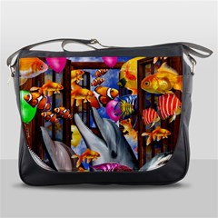 Outside The Window-swimming With Fishes Messenger Bag