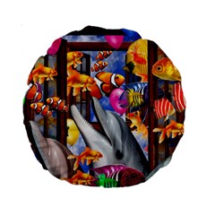 Outside The Window-swimming With Fishes Standard 15  Premium Round Cushions