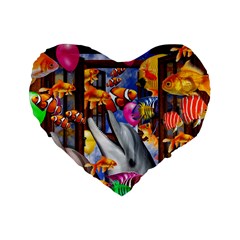 Outside The Window-swimming With Fishes Standard 16  Premium Heart Shape Cushions