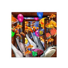 Outside The Window-swimming With Fishes Satin Bandana Scarf