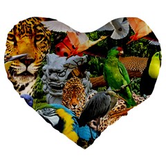 Amazonia Large 19  Premium Heart Shape Cushions by impacteesstreetwearcollage