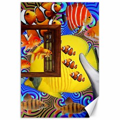 Outside The Window-swimming With Fishes 2 Canvas 20  X 30  by impacteesstreetwearcollage