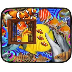 Outside The Window-swimming With Fishes 2 Fleece Blanket (mini) by impacteesstreetwearcollage