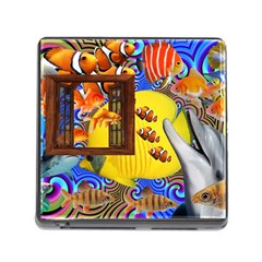 Outside The Window-swimming With Fishes 2 Memory Card Reader (square 5 Slot) by impacteesstreetwearcollage