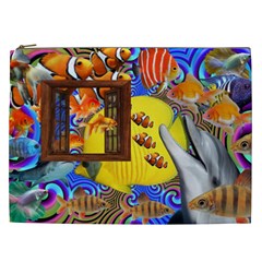 Outside The Window-swimming With Fishes 2 Cosmetic Bag (xxl) by impacteesstreetwearcollage