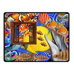 Outside The Window-swimming With Fishes 2 Double Sided Fleece Blanket (small)  by impacteesstreetwearcollage