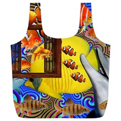 Outside The Window-swimming With Fishes 2 Full Print Recycle Bag (xl) by impacteesstreetwearcollage