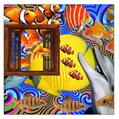 Outside The Window-swimming With Fishes 2 Large Satin Scarf (square) by impacteesstreetwearcollage