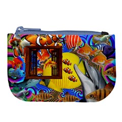 Outside The Window-swimming With Fishes 2 Large Coin Purse by impacteesstreetwearcollage