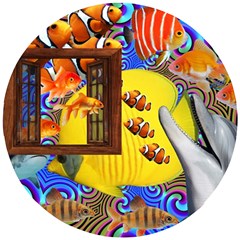 Outside The Window-swimming With Fishes 2 Wooden Puzzle Round by impacteesstreetwearcollage