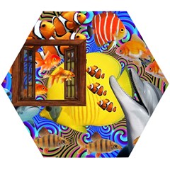 Outside The Window-swimming With Fishes 2 Wooden Puzzle Hexagon by impacteesstreetwearcollage