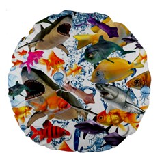 Under The Sea Large 18  Premium Round Cushions by impacteesstreetwearcollage