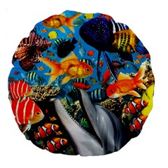 Under The Sea 4 Large 18  Premium Round Cushions by impacteesstreetwearcollage