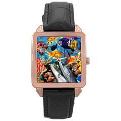 Under The Sea 4 Rose Gold Leather Watch  by impacteesstreetwearcollage