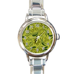 Folk Flowers Pattern  Round Italian Charm Watch by Eskimos