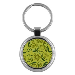 Folk Flowers Pattern  Key Chain (round) by Eskimos