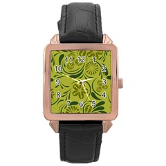 Folk Flowers Pattern  Rose Gold Leather Watch  by Eskimos