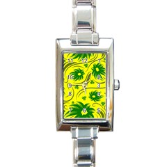 Folk Flowers Pattern  Rectangle Italian Charm Watch by Eskimos