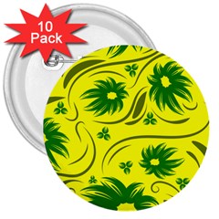 Folk Flowers Pattern  3  Buttons (10 Pack)  by Eskimos