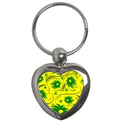 Folk Flowers Pattern  Key Chain (heart) by Eskimos