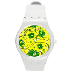 Folk Flowers Pattern  Round Plastic Sport Watch (m) by Eskimos