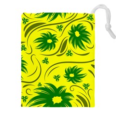 Folk Flowers Pattern  Drawstring Pouch (4xl) by Eskimos