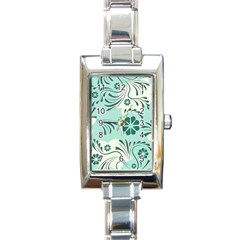 Folk Flowers Pattern  Rectangle Italian Charm Watch by Eskimos