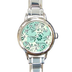 Folk Flowers Pattern  Round Italian Charm Watch by Eskimos