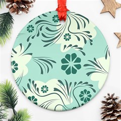 Folk Flowers Pattern  Ornament (round) by Eskimos