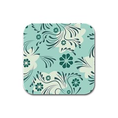 Folk Flowers Pattern  Rubber Square Coaster (4 Pack)  by Eskimos