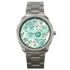 Folk flowers pattern  Sport Metal Watch