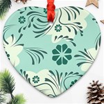 Folk flowers pattern  Heart Ornament (Two Sides) Front