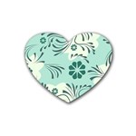 Folk flowers pattern  Rubber Coaster (Heart)  Front