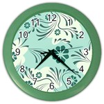 Folk flowers pattern  Color Wall Clock Front