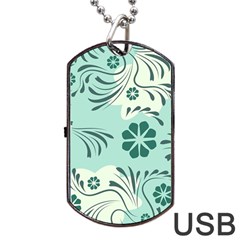 Folk Flowers Pattern  Dog Tag Usb Flash (two Sides) by Eskimos