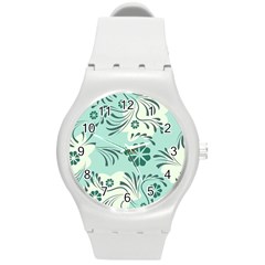 Folk Flowers Pattern  Round Plastic Sport Watch (m) by Eskimos