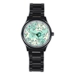 Folk flowers pattern  Stainless Steel Round Watch Front