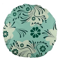 Folk Flowers Pattern  Large 18  Premium Flano Round Cushions by Eskimos