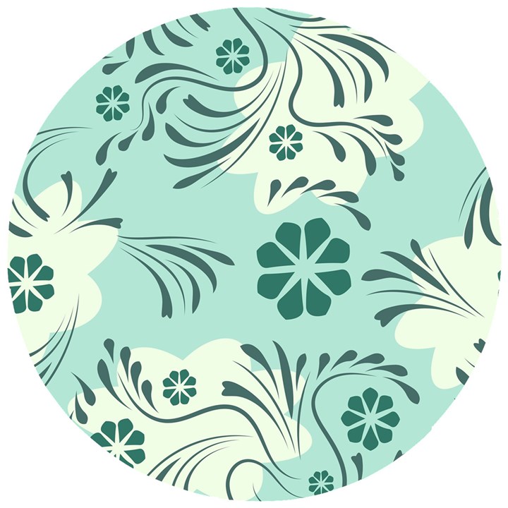 Folk flowers pattern  Wooden Puzzle Round