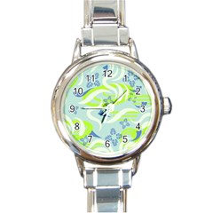 Folk Flowers Pattern  Round Italian Charm Watch by Eskimos