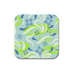 Folk flowers pattern  Rubber Square Coaster (4 pack)  Front