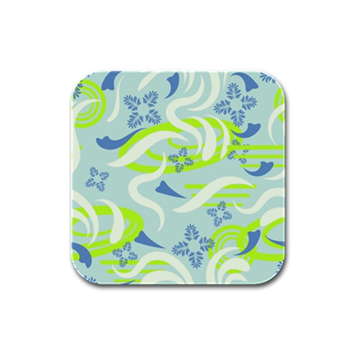 Folk flowers pattern  Rubber Square Coaster (4 pack) 