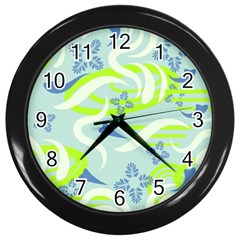 Folk Flowers Pattern  Wall Clock (black) by Eskimos