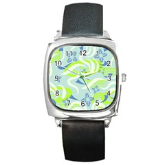 Folk Flowers Pattern  Square Metal Watch by Eskimos