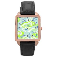 Folk Flowers Pattern  Rose Gold Leather Watch  by Eskimos