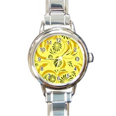 Folk Flowers Pattern  Round Italian Charm Watch by Eskimos