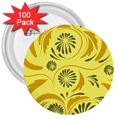 Folk Flowers Pattern  3  Buttons (100 Pack)  by Eskimos